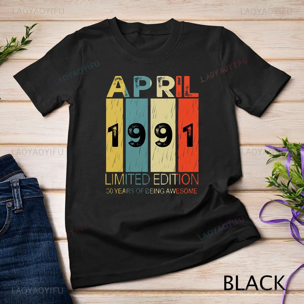 

Винтажная однотонная футболка с рисунком 1991, уличная одежда унисекс, удобная дышащая повседневная одежда
