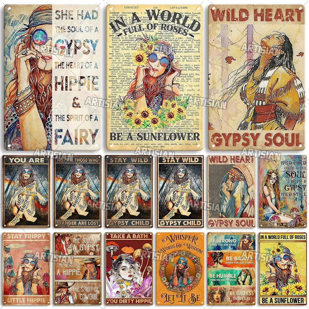 Artisian Girl Metal Sign Gypsy Tin Plaque Hippie Decorative Poster Wall Decor Garage Bar Pub Club Hotel Kitchen Home Man Cave