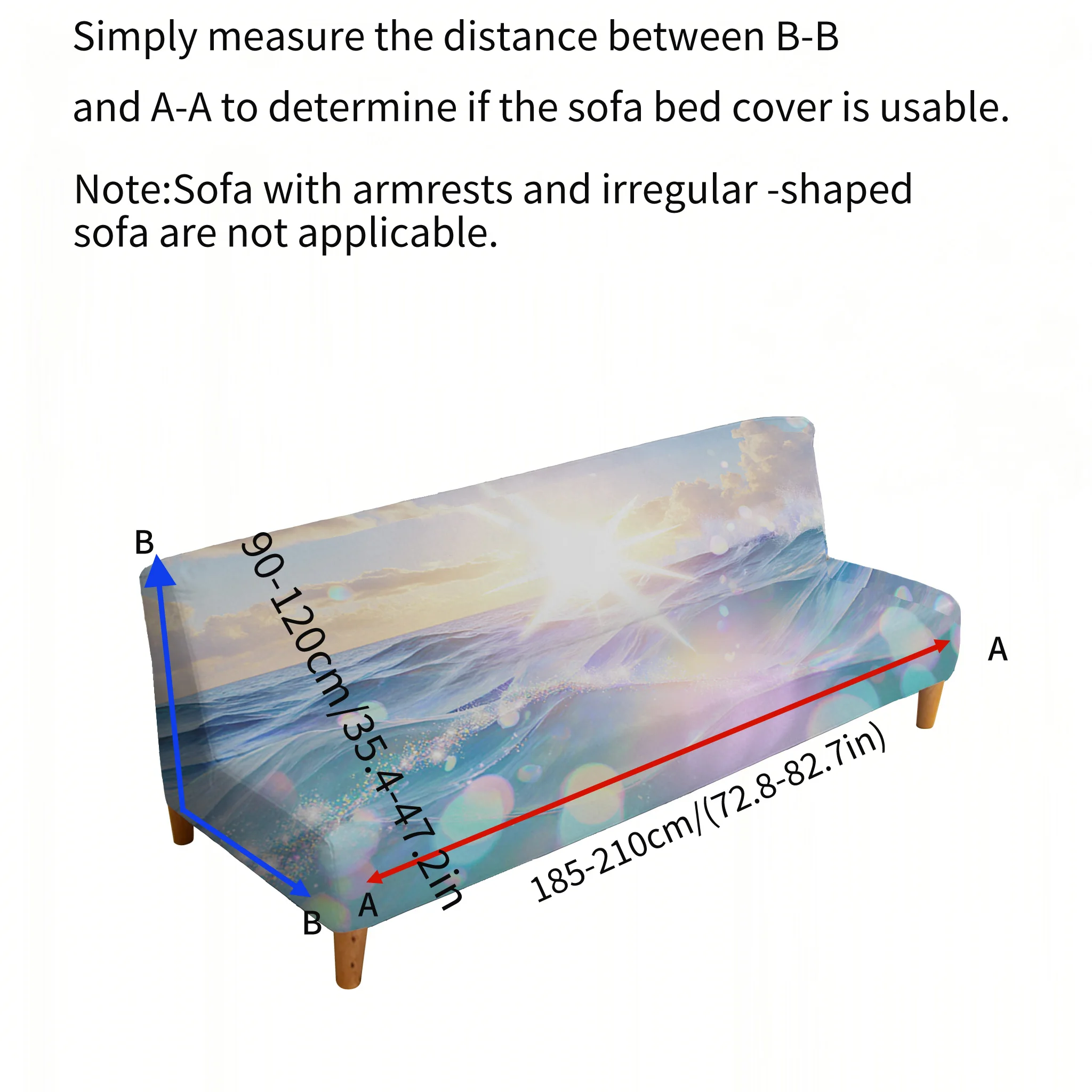 Dream light and shadow waves armrest-free sofa bed cover, non-slip and scratch-proof furniture protective cover, easy to install