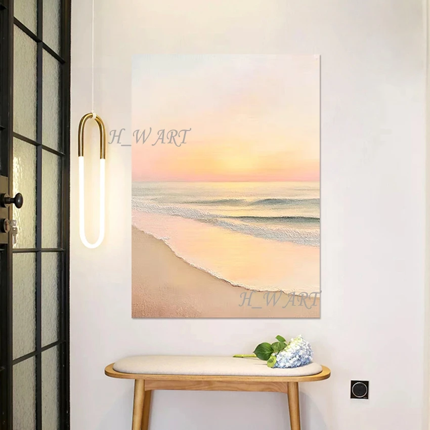 

Ручной рисунок на холсте с абстрактным дизайном, стена морского пейзажа, современная оптовая продажа картин, красивые картины маслом с пейзажем заката