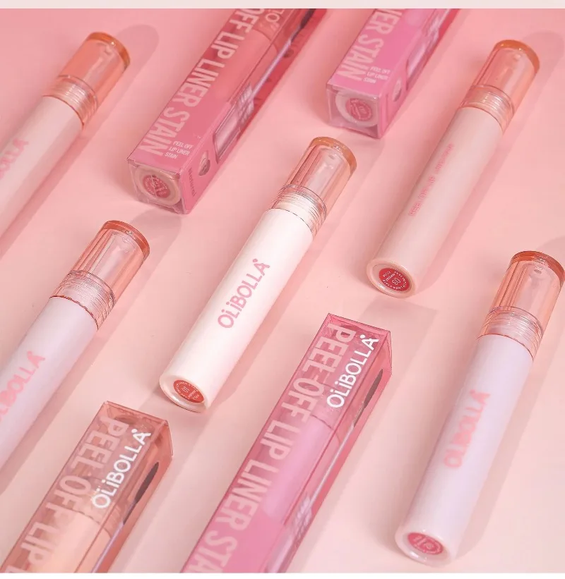 Abziehbarer Lippenstift: Langanhaltender, wasserfester, pink-roter Lippenkontur-Tint, transferfest, nicht abfärbend, für volle Lippen – Lipgloss-Make-up – Detail 13