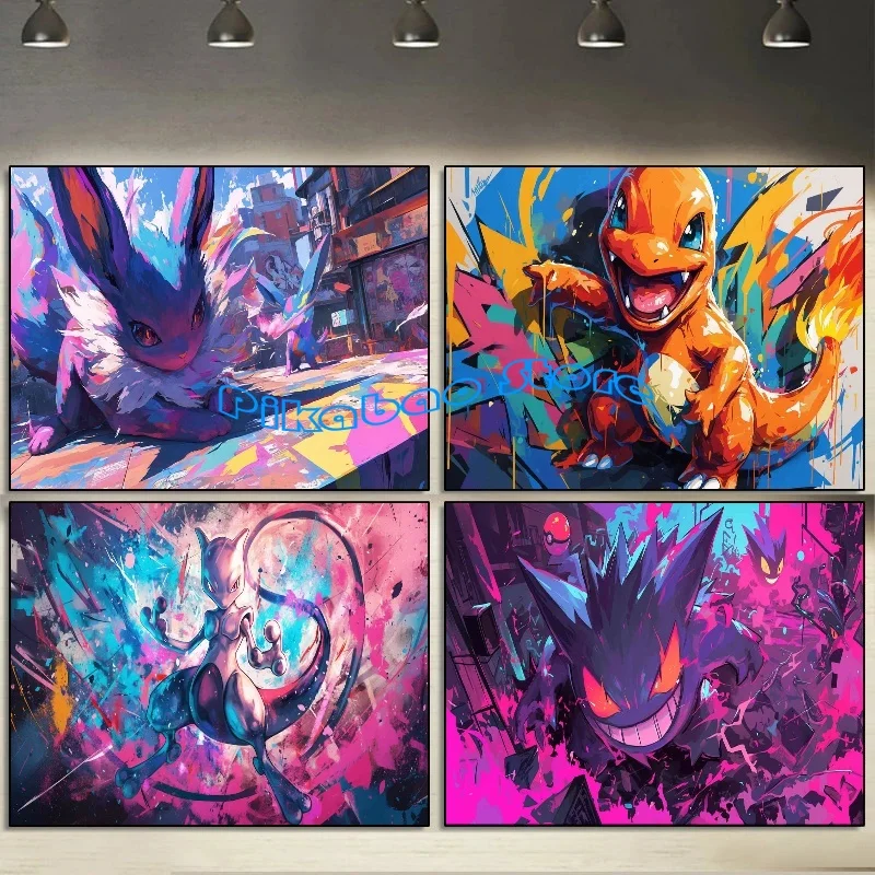 Graffiti Watercolour Art Pokemon Poster Prints Playroom Canvas Paintings Wall Picture Living Room Kids Bedroom Home Decor