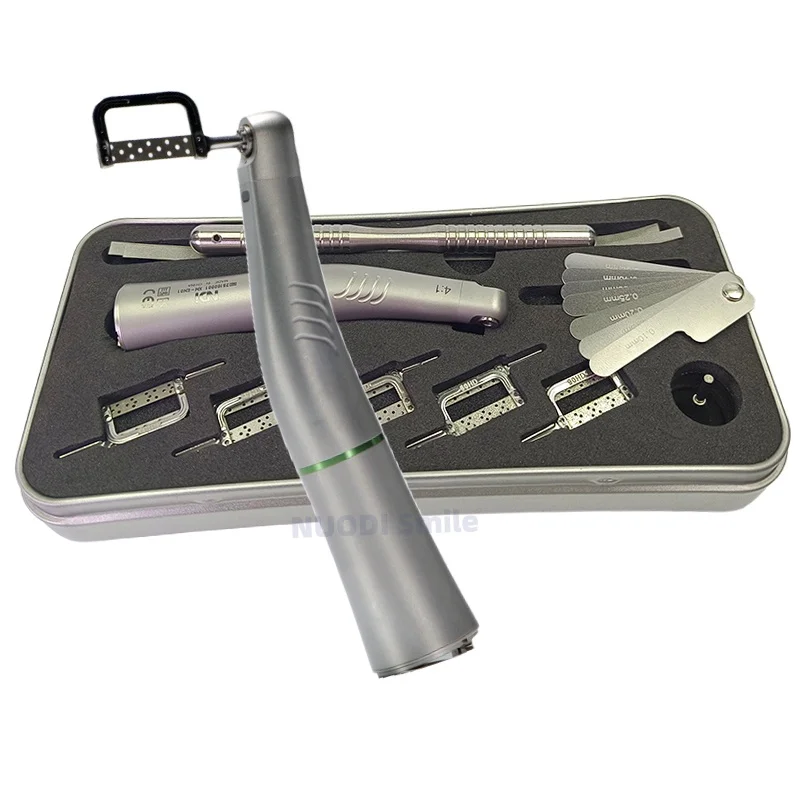 

Dental Orthodontic IPR Handpiece Set 4:1 Contra Angle With LED Fiber Optic For Interdental Grinding Reciprocating with Saw Blade