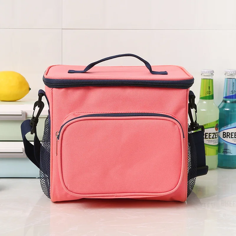 

Big Functional Shoulder Thermal Lunch Bag Camp Large Capacity Picnic Lunch Box Portable Insulated Cooler Bag Pink