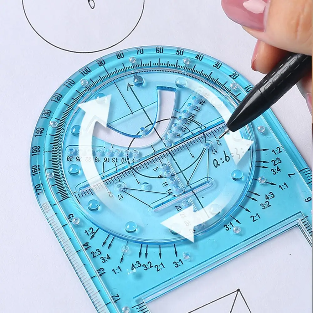 Regla geométrica multifunción creativa para estudiantes, regla de oficina, herramienta de medición de plantilla de dibujo, papelería escolar