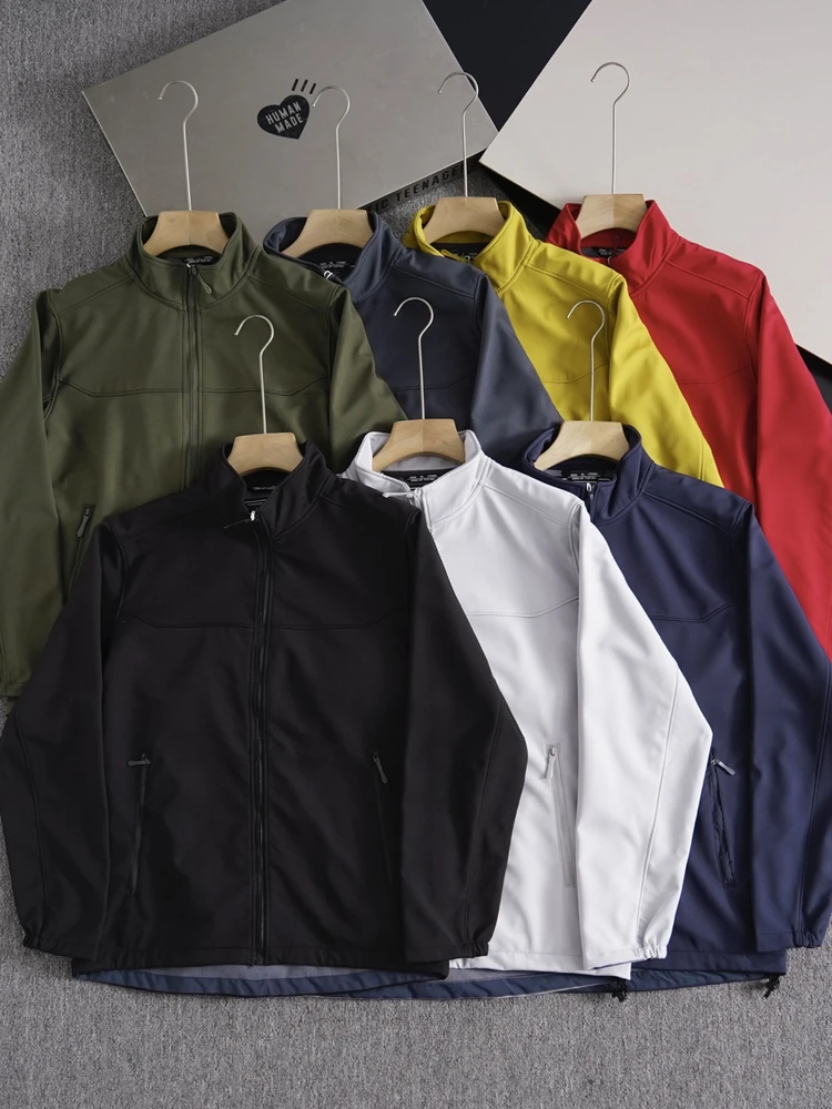 

American Sle Men's Fce Lined Stand Collar Soft ell Jaet Outdoor Windproof Water Resistant Breathable Warmth Coat