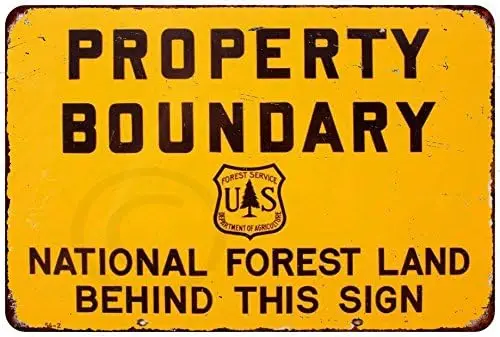 Property Boundary National Forest Vintage Reproduction Metal Sign 8 x 12