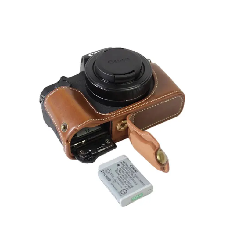 Penutup setengah tubuh pelindung kulit PU untuk casing kamera Canon PowerShot G1X Mark III G1XIII G1X3