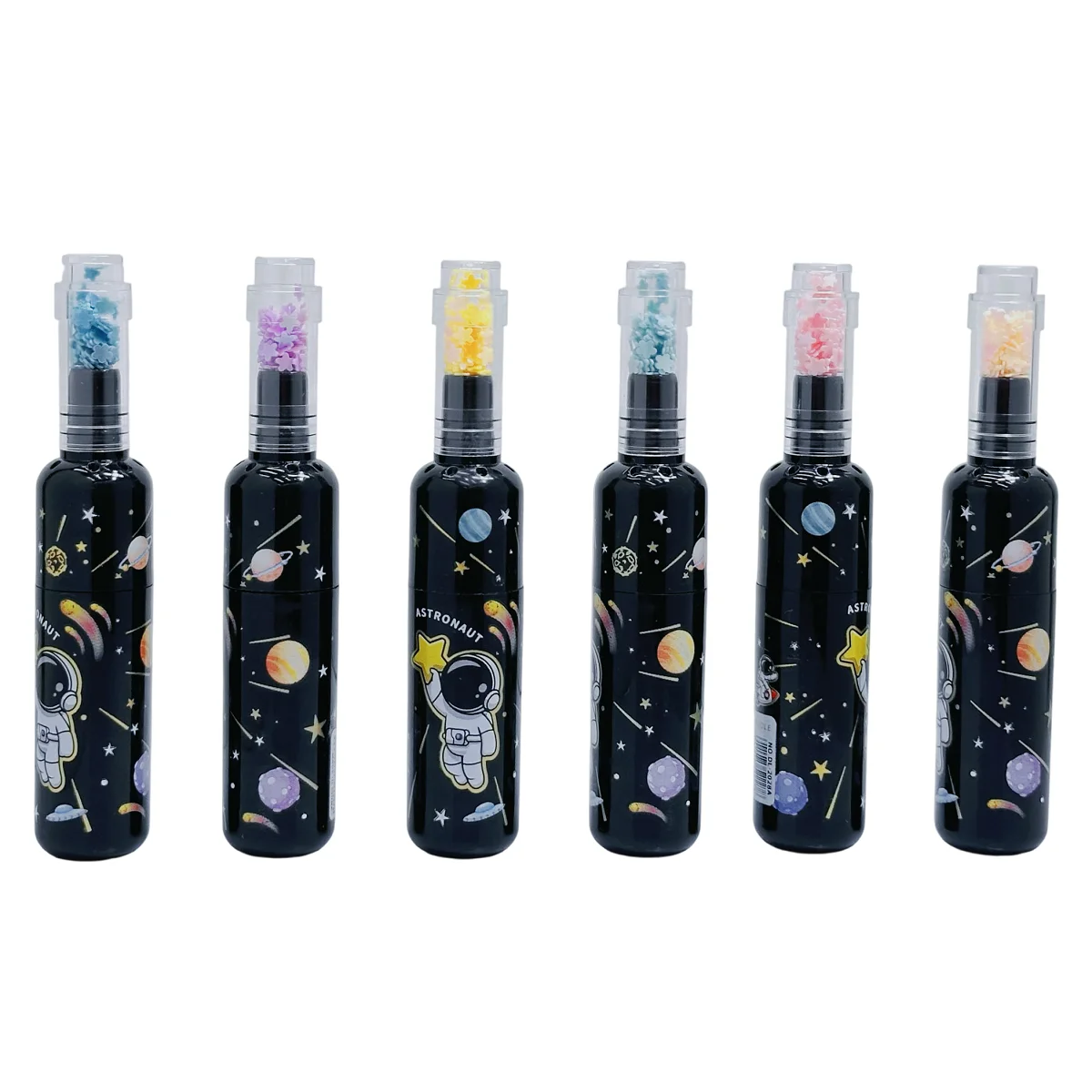 6pcs/set Cute Planet Wine Bottle Mini Fluorescent Highlighter Marker Pen, Drawing Writing Tool, Office Back-to-School Season