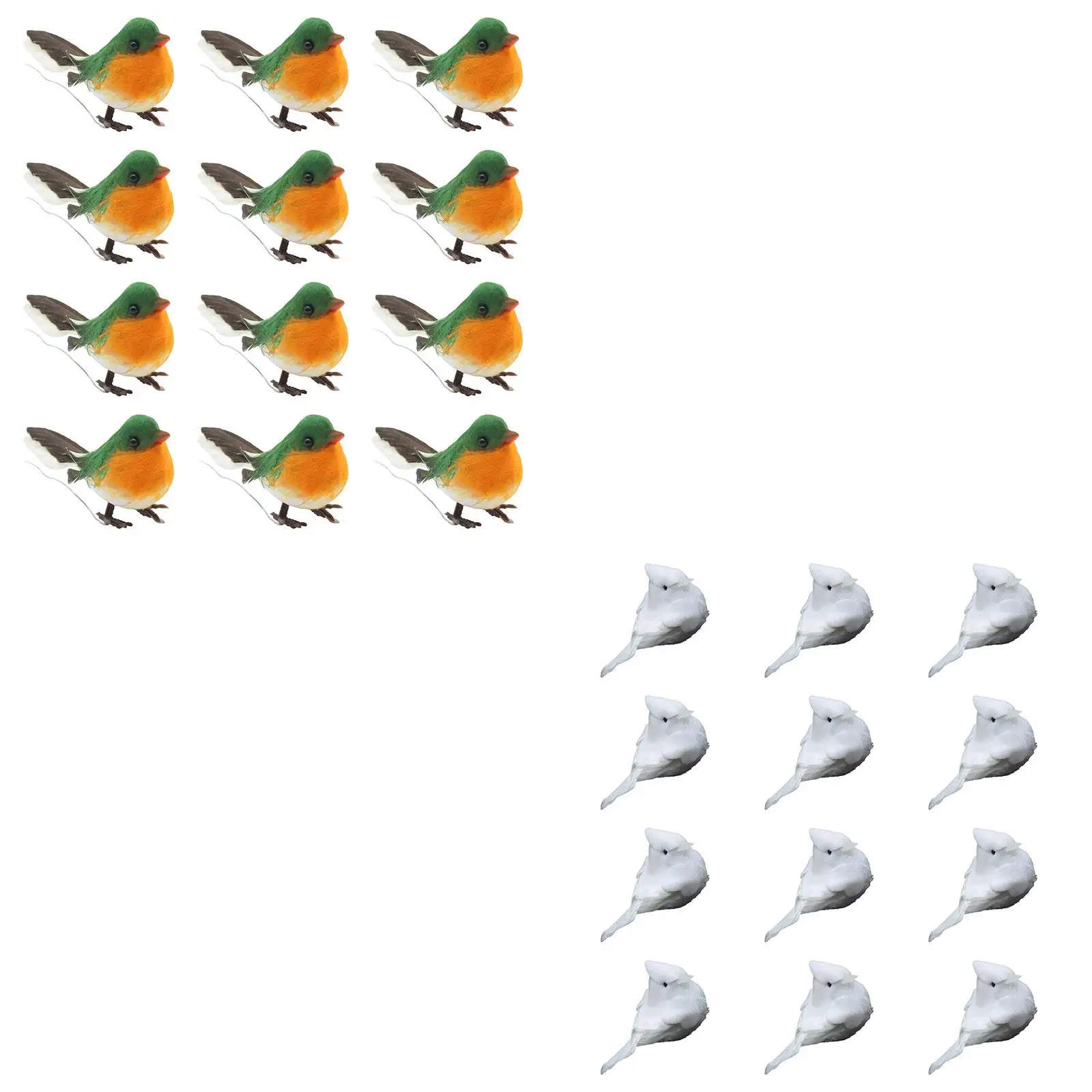 12Pcs Artificial Birds Simulation Bird Models Photography Props