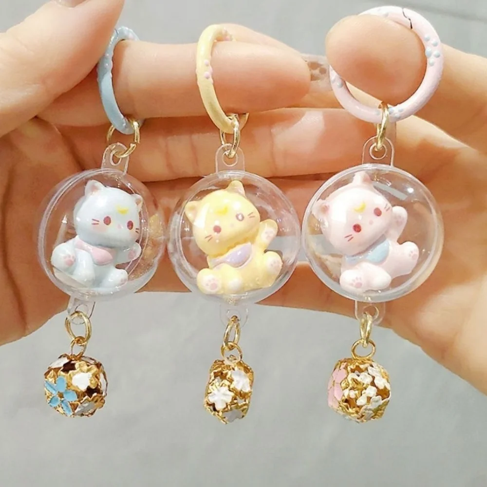 Mini llaveros de gatito con dije de campana, bonito llavero con colgante de gato Plutus, recuerdos de viaje, bolsa, accesorios para niñas, regalo para Amiga