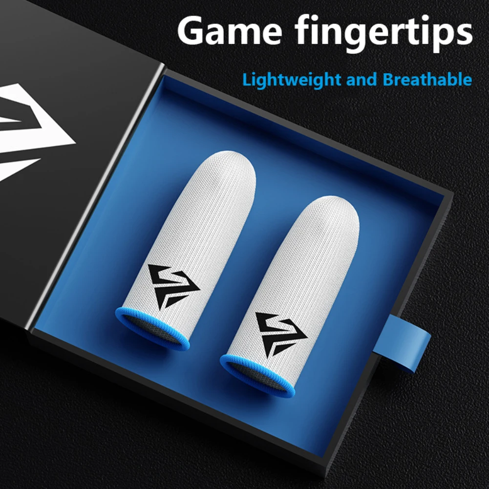 2 Pairs Gaming Finger Sleeve Breathable Fingertips For PUBG Mobile Games Touch Screen Finger Cots Cover Sensitive With Metal Box