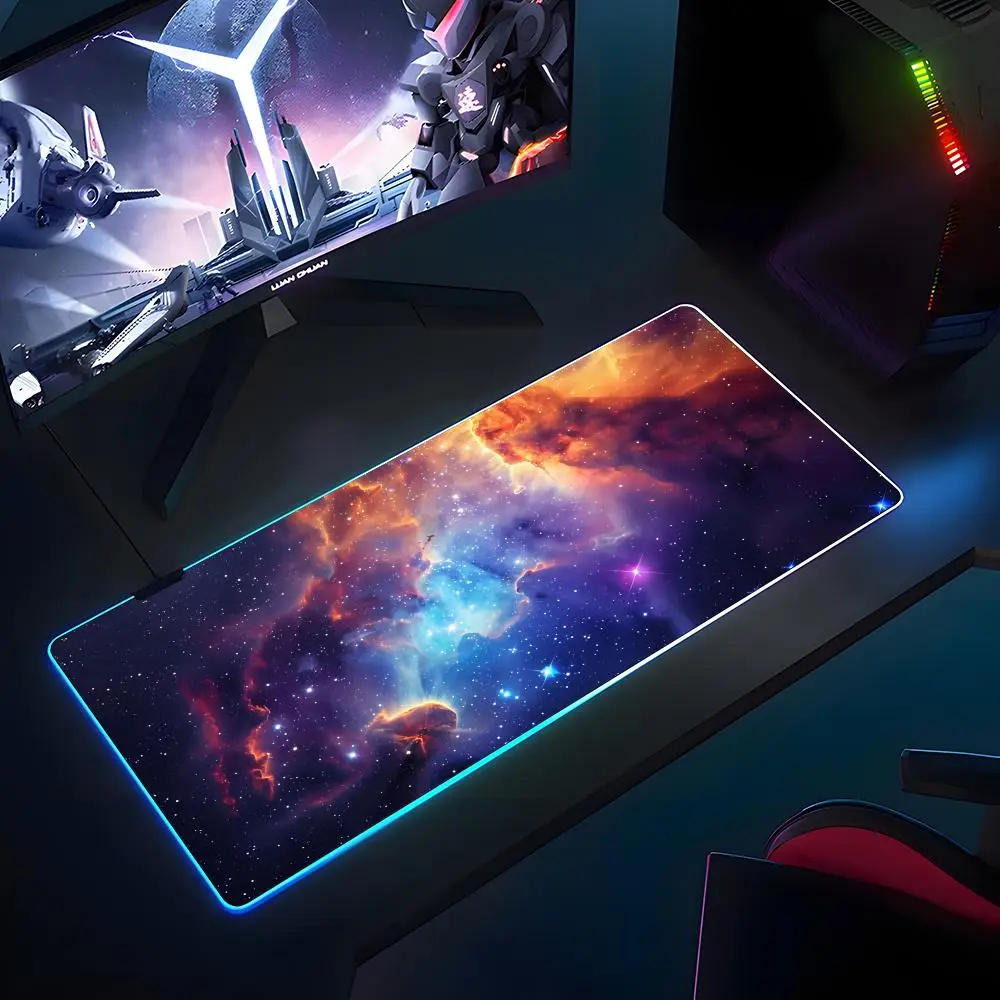 

Universe Galaxy Mouse Pad RGB Rubber Antislip Keyboard Pad 40x90cm Mousepad Gaming Accessories XXL Office Computer Mat
