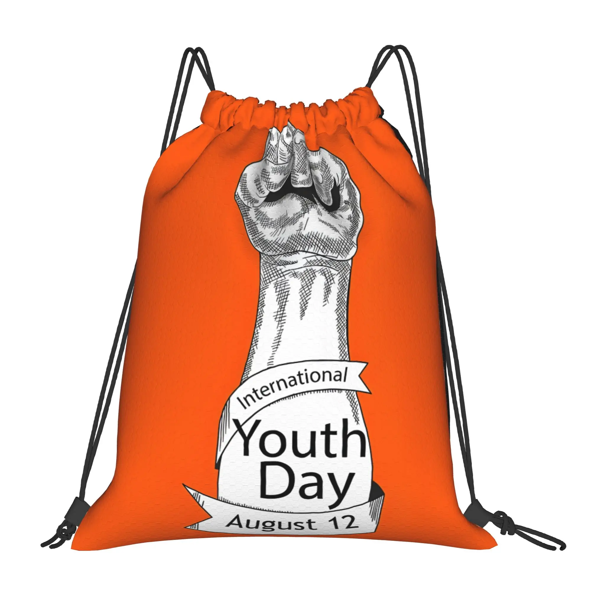 International Youth Day Portable Hiking Drawstring Bags Riding gym Backpack gift Storage Sack Lightweight Backpacks