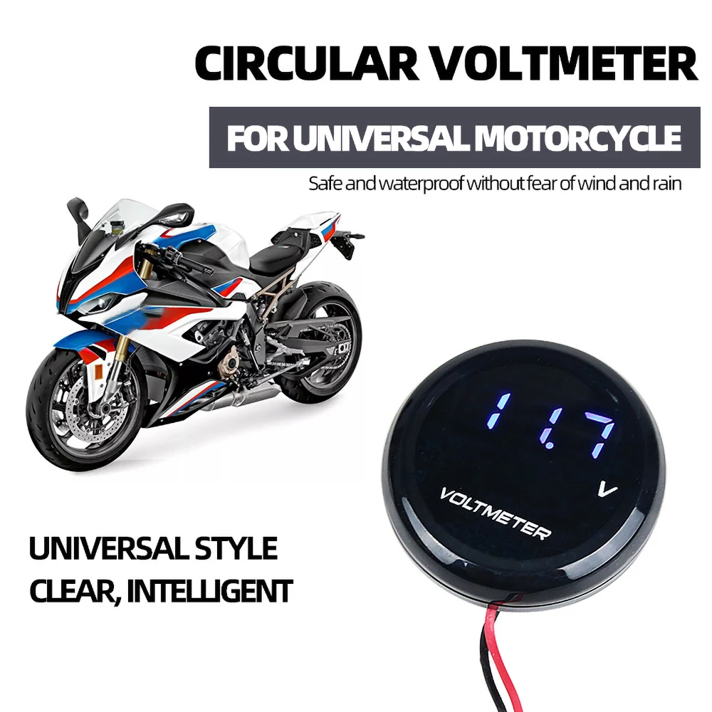 Universal Motorcycle part Voltage Meter Round Mini Voltmeter Gauge Digital LED For Yamaha XMAX 300 TMAX NMAX 155 Honda PCX ADV