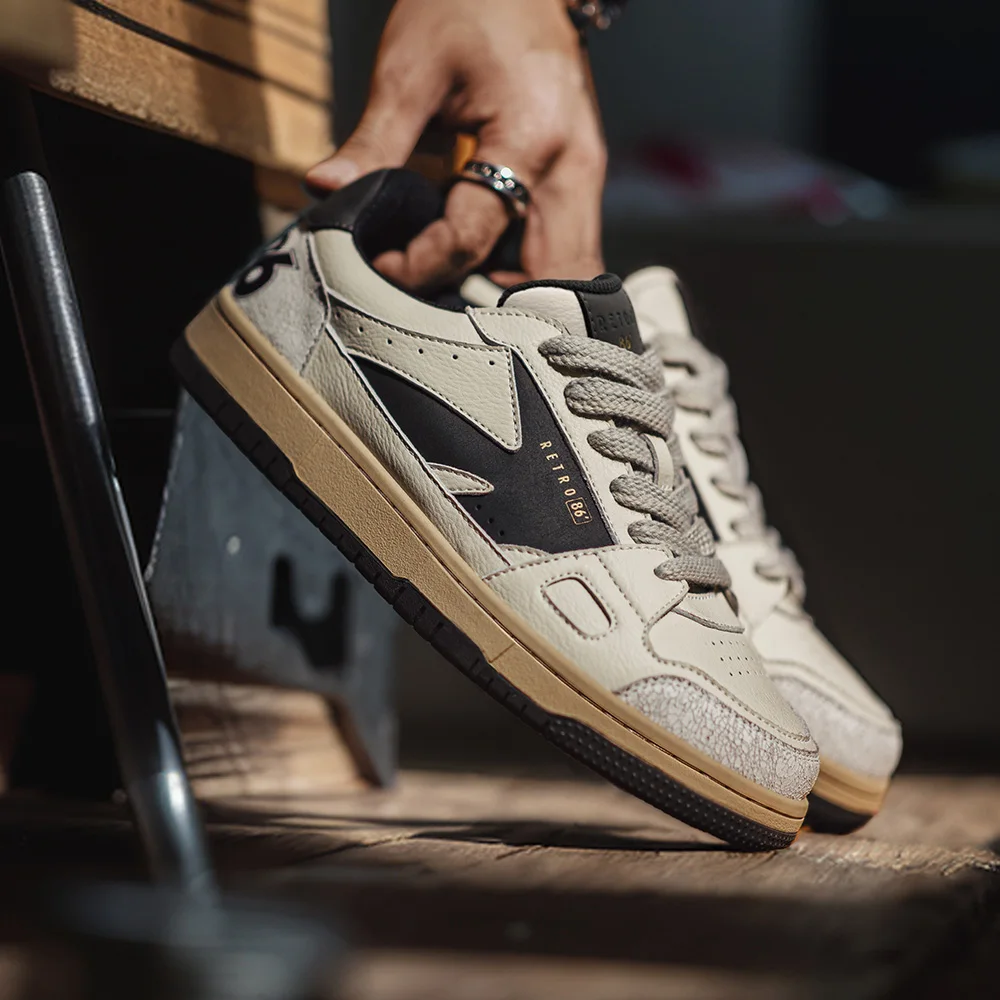 

Maden Ретро Color Block Скейтбординговые туфли на массивной платформе с мягкой подошвой на шнуровке и круглым носком, уличные модные мужские повседневные кроссовки