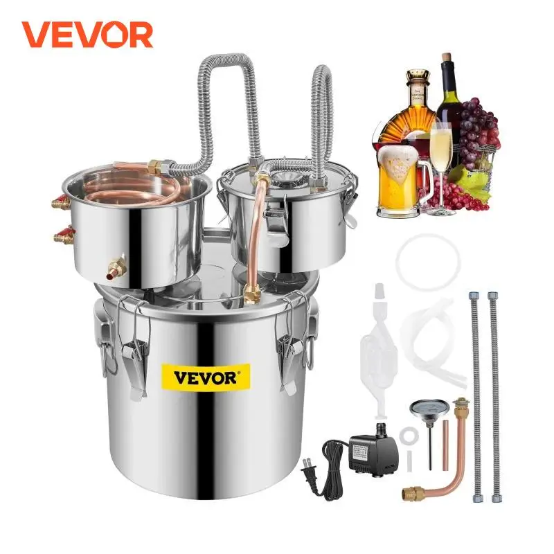 VEVOR 50L Alcohol Water Distiller Bottle DIY Moonshine Equipment Stainless Steel Brewing Machine for Whisky Wine Beer Dispenser