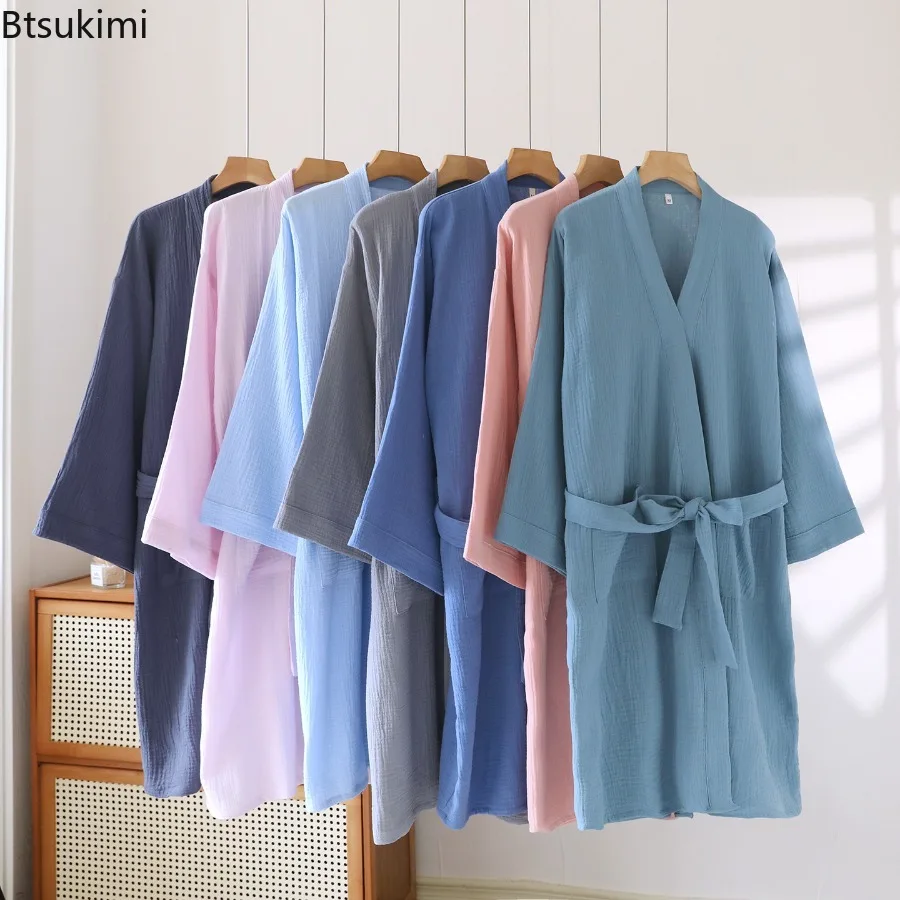 Multi Colors Cotton Men's and Women's Bathrobe Hotel Absorbent and Skin Friendly Couple's Long Sleeve Home Clothing Bath Robes