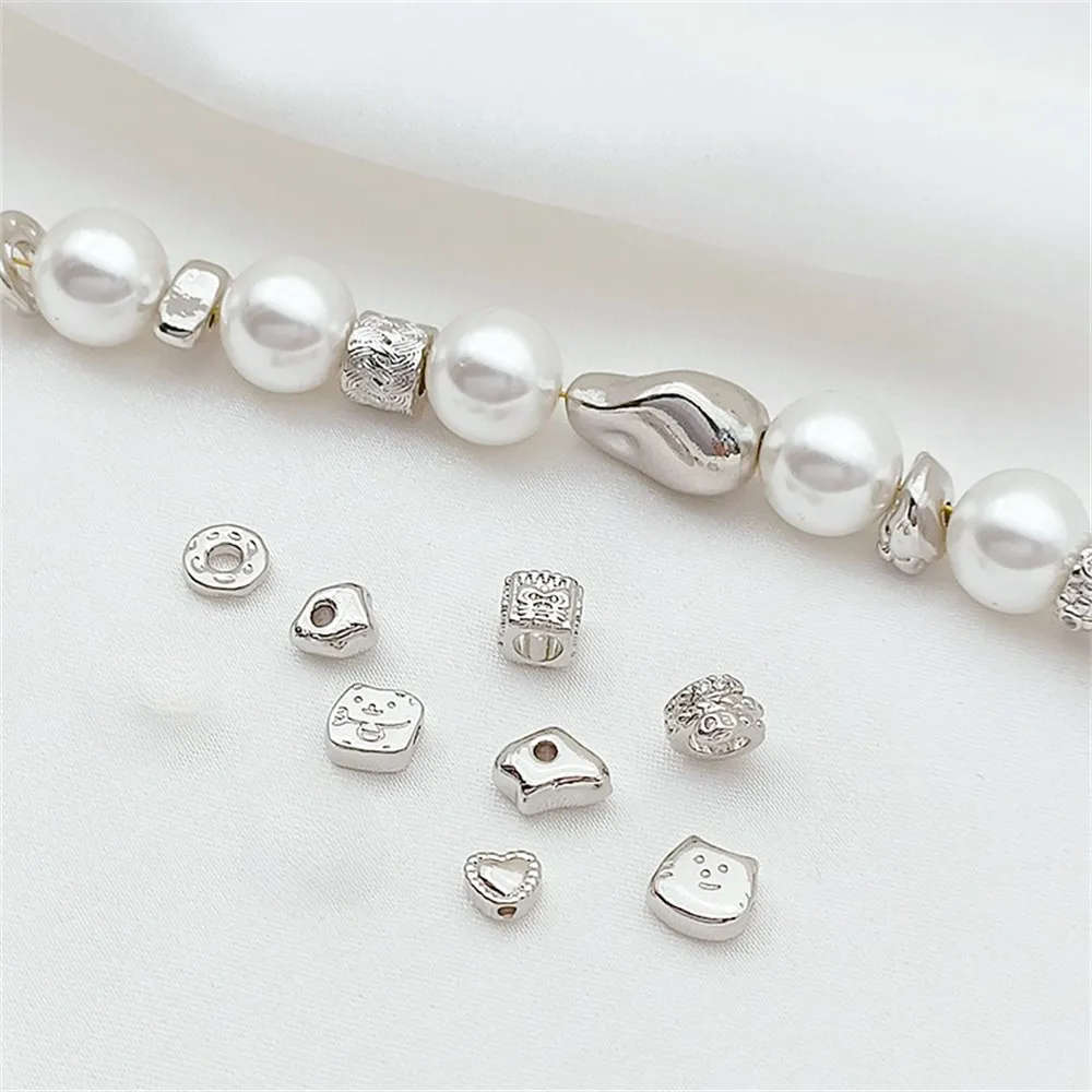White Gold Irregularly Shaped Broken Silver Heart-shaped Beads, Diy Baroque Bracelet Loose Beads