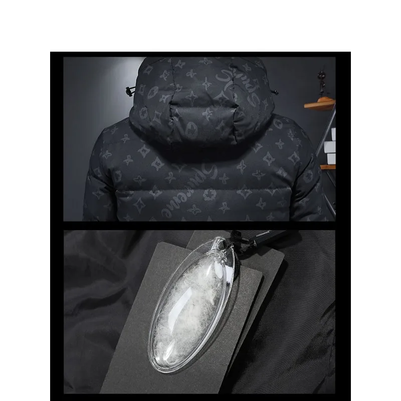 2023 New Men Down Jacket Winter Coat Male Short Hooded Korean Parkas Thick Warm Outwear White Duck Down Overcoat