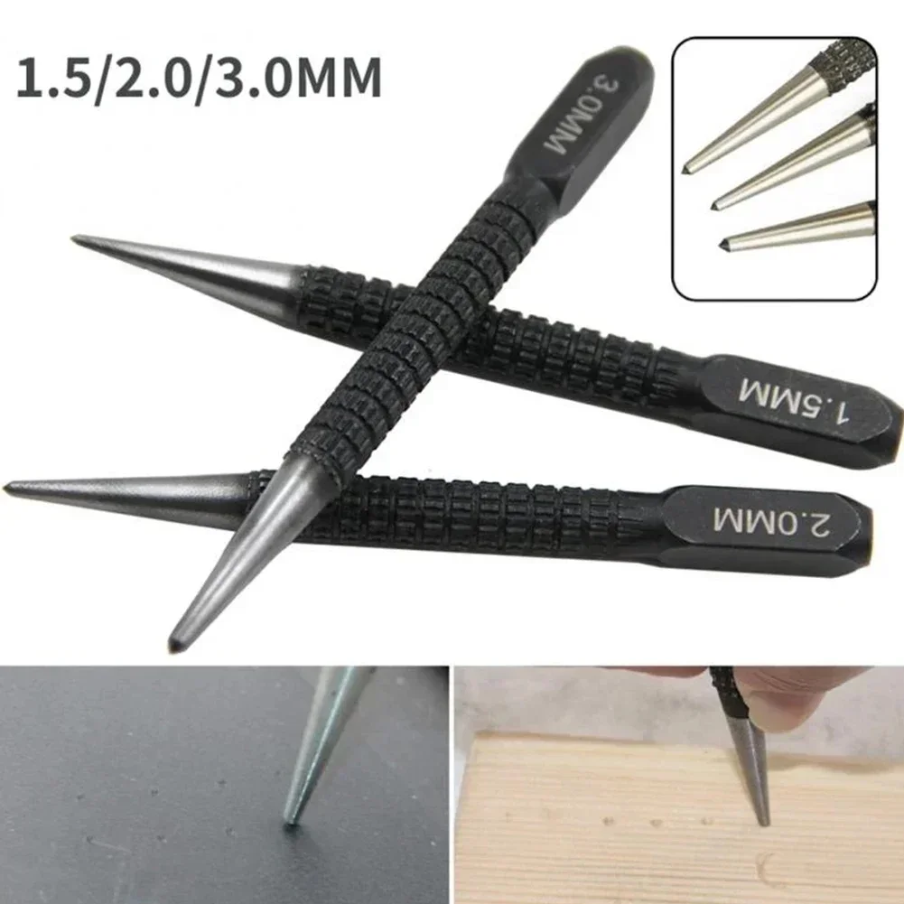 1szt Stal stopowa Dziurkacz środkowy Stalowy rysik Marke Metal Drewno Oznaczanie Narzędzie do wiercenia Rzeźba Rysowanie Marker Narzędzia 1.5/2/3mm — zdjęcie 7
