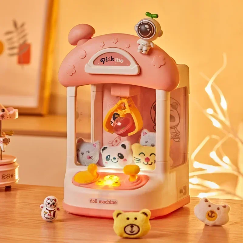 Mini automatische Puppen maschine Spielzeug für Kinder Mini Cartoon Astronaut spielen Spiel Krallen kran Maschinen mit leichter Musik Kinder