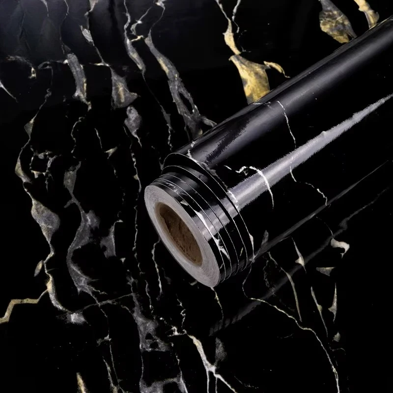 High Quality Interior Decoration Peel and Stick Black Marble Wallpaper