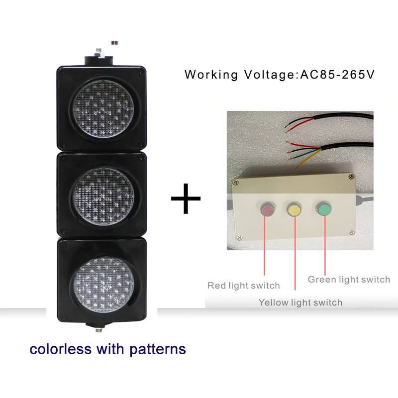 Mini PC case with switch button 100mm DC12 or 24V or AC 85-265V red, yellow and green triple light traffic signal light