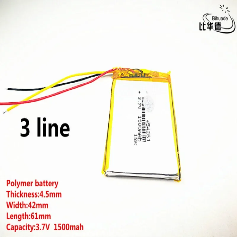 5pcs/lot 3 line Good Qulity 3.7V,1500mAH,454261 Polymer lithium ion / Li-ion battery for TOY,POWER BANK,GPS,mp3,mp4