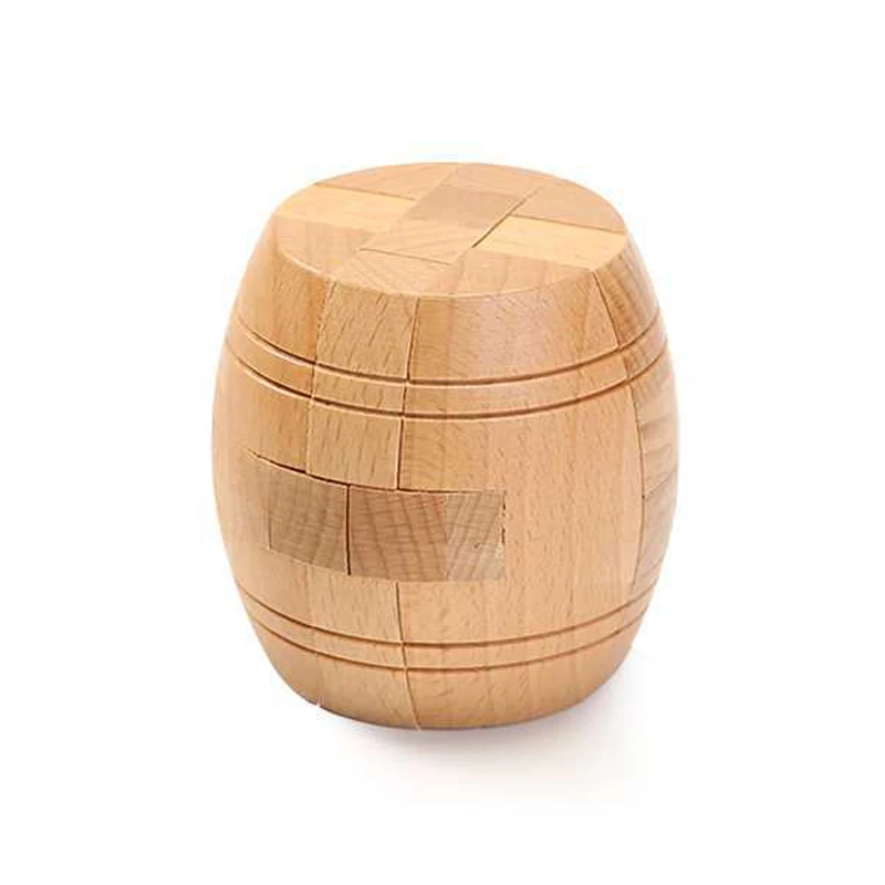 

Classic Barrel Puzzle Wooden Interlocking Assembly 3D Brain Teasers for Adults Kids Unique IQ Logic Training Educational Toys