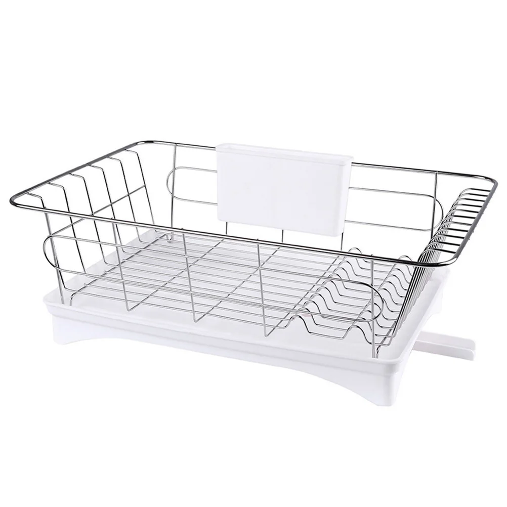 

Dish Drying Rack Tableware Organizer Single Layer Utensil Holder Bowl Drainer Ventilated Design Premium PP Stainless Steel