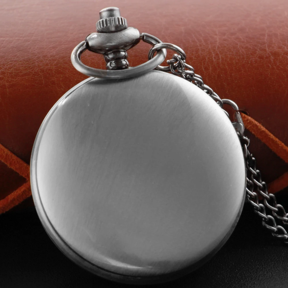 Animation Game Game Five-Pointed Star Gray Arabic Digital Quartz Pocket Watch Necklace Pendant Clock Fob Chain Men's Women's