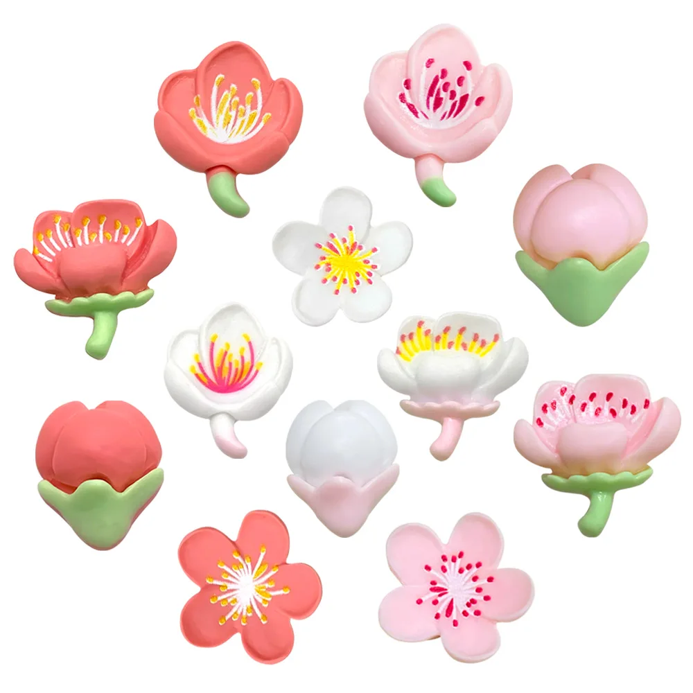 Pastel Cherry Blossom Silicone Shoe Charms Flower Clog Decor Detachable DIY Footwear Ornaments Spring Floral Gift For Girls