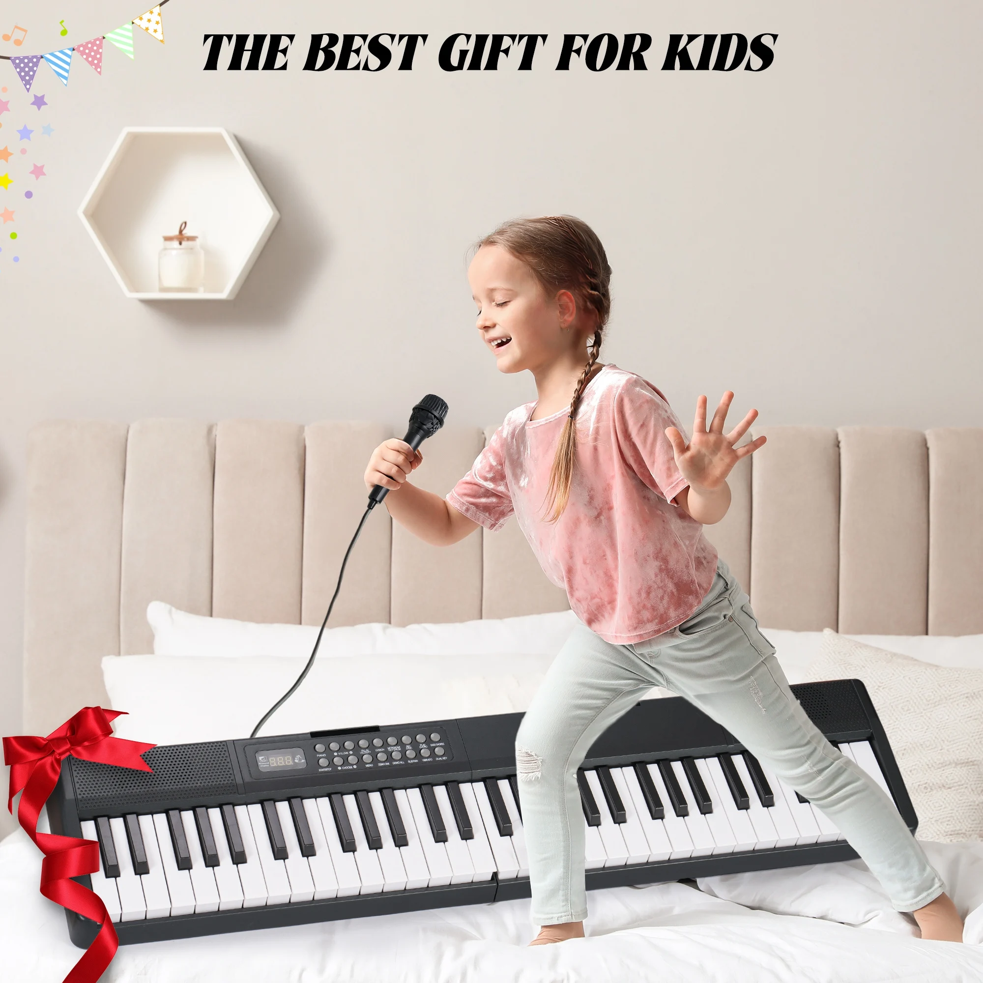 Portable Piano 61 Keys Portable Keyboard Piano 1000 Tones 150 Demo Songs Folding Electronic Keyboard Piano Black Foldable Piano - Image 5