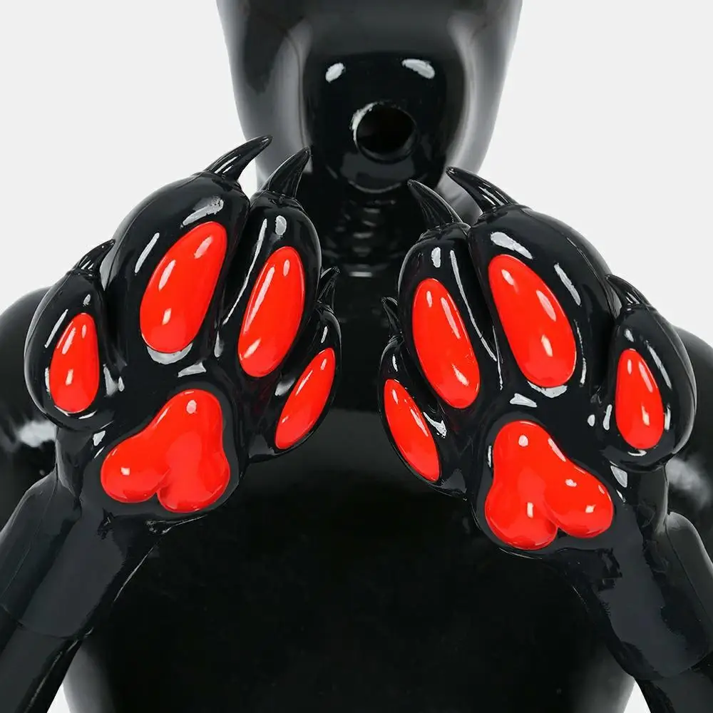 Furrjoi Silicone Four finger Gloves Furry Cosplay Costumes Realistic Paw Dog Play Halloween Handwear Colorful Hand Paint Fursuit