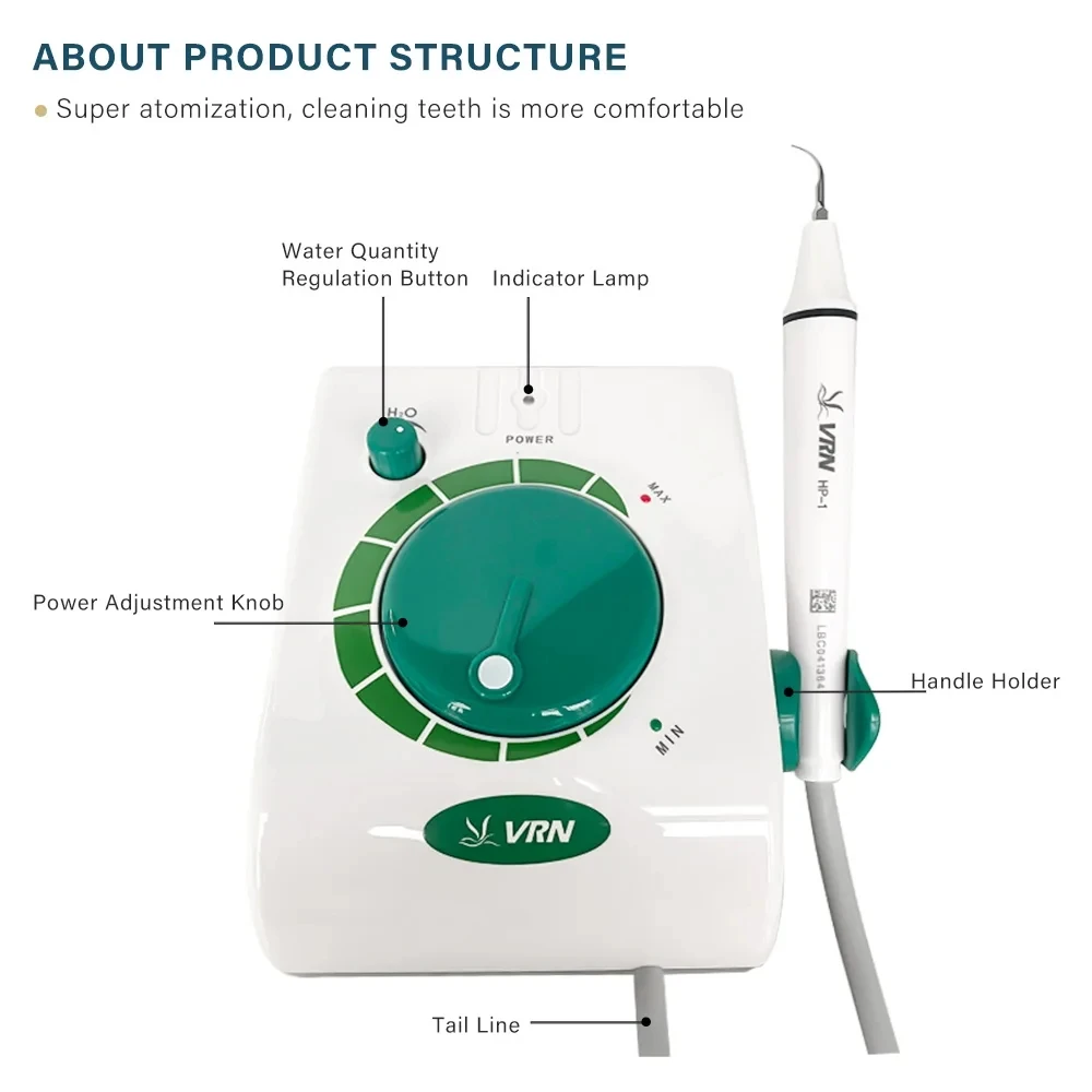 VRN K08B Dental Ultrasonic Scaler Handpiece Tips Teeth Whitening Piezo Tartar Removal Dental Cleaning Device fit woodpecker ems