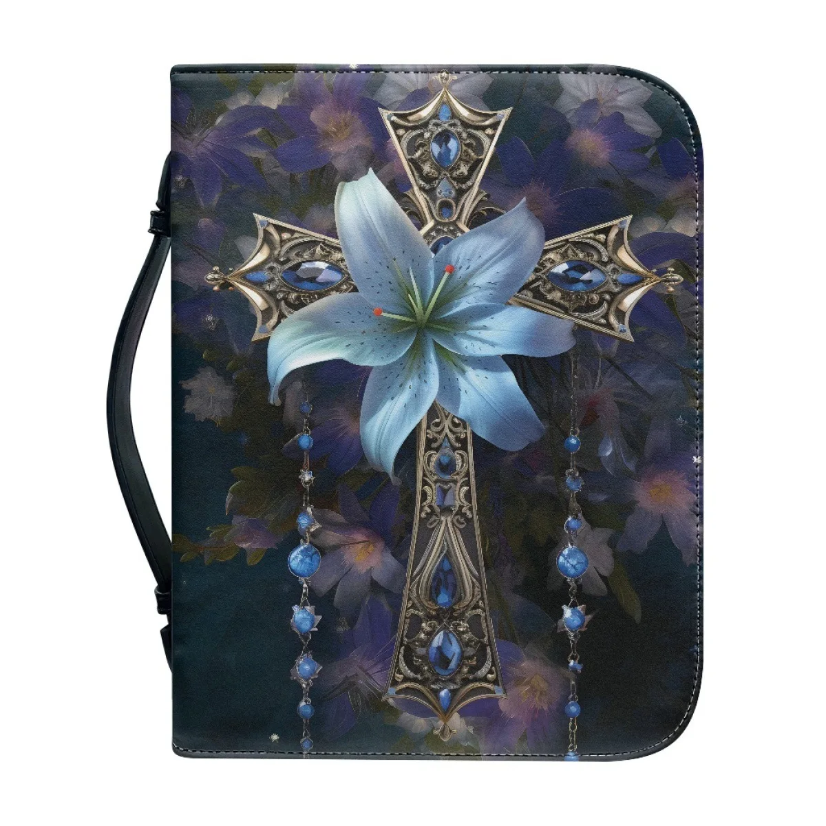 Sac Bible en cuir imprimé avec croix, sac de rangement de voyage pour étudiant, sac à main de rangement Portable à une main pour étudiant