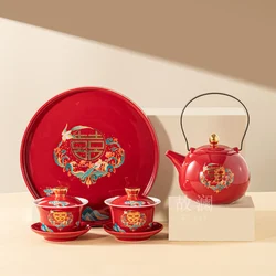 Chinese Ceramic Tea Sets Tradition Handmade Gaiwan Teapot Tea Ceremony Supplies Customized Tea Infuser Wedding Teaware Gifts