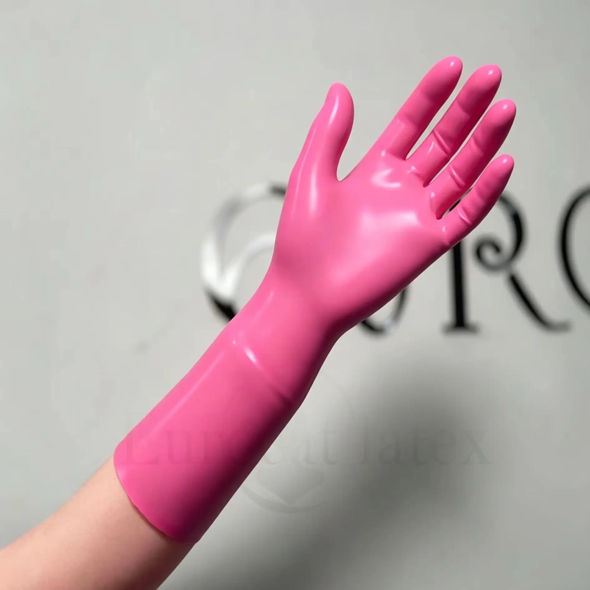 Image of Rosa Latex-Kurzhandschuhe Unisex Gummihandschuhe für Cosplay und Rollenspiele