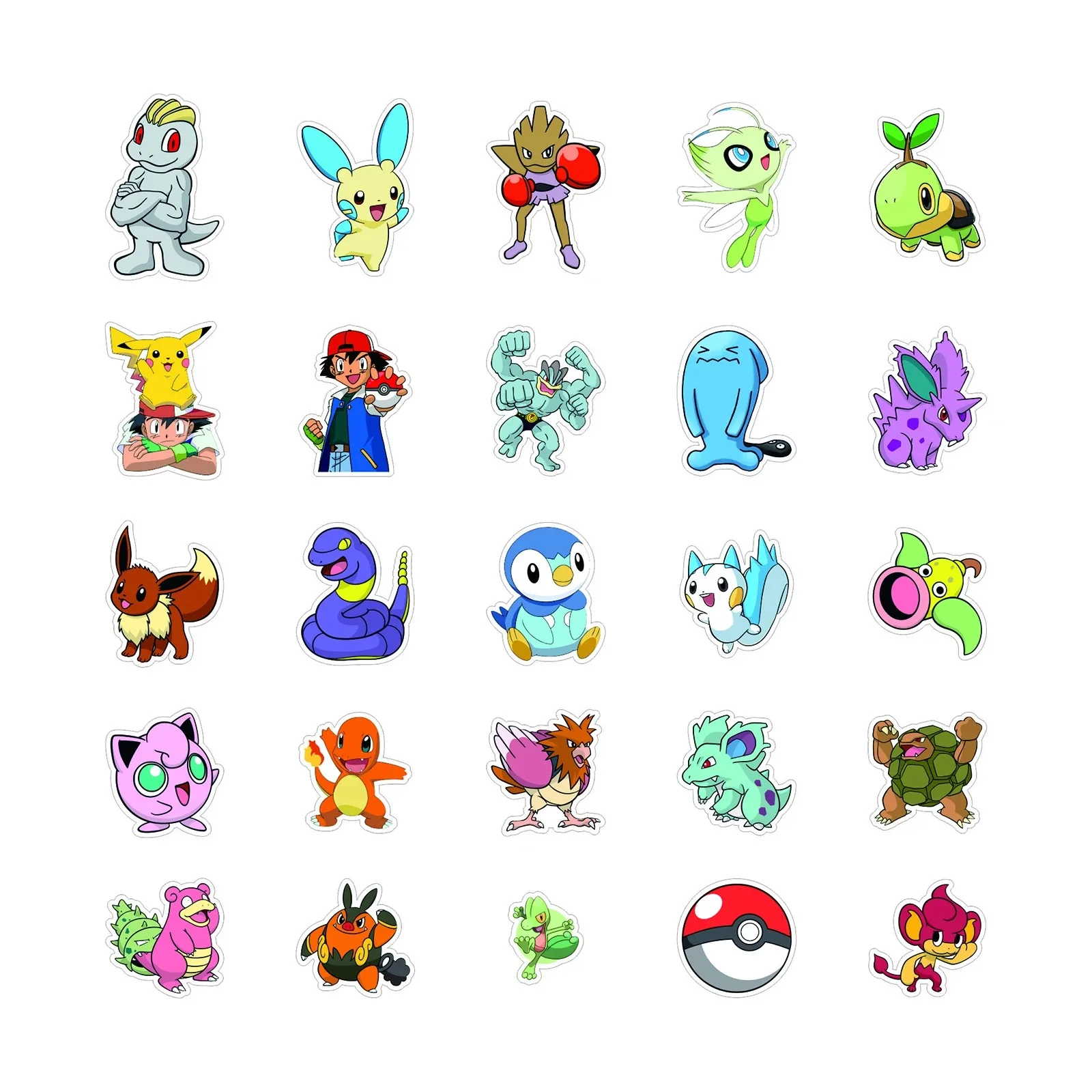 50/100PCS Kawaii Pikachu Anime Pokemon Stickers for Laptop Suitcase Skateboard Guitar Phone Cartoon Sticker Kid Gift Toys