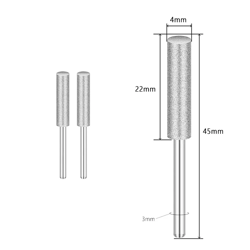 

2pcs 4/4.8/5.5mm Diamond Coated Cylindrical Burr Chainsaw Sharpener Stone File For Polishing Jade Wood Steel Power Tools