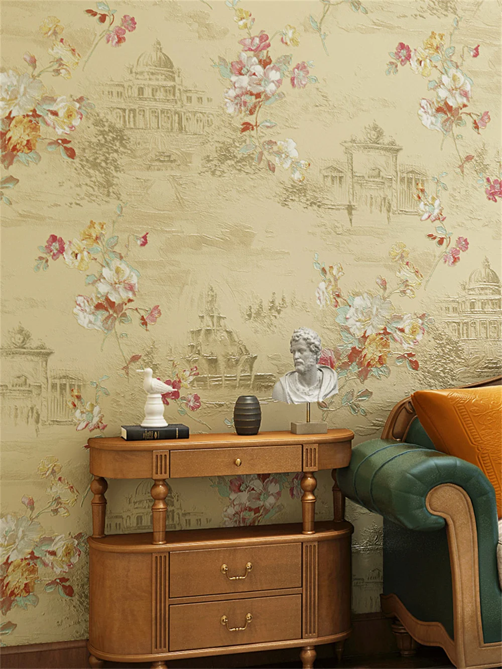 

Retro yellow Floral Wallpaper Classic Garden Pastrol Flower Wall Paper Vintage Bedroom Living Room Floral Decor Wall Mural Hotel