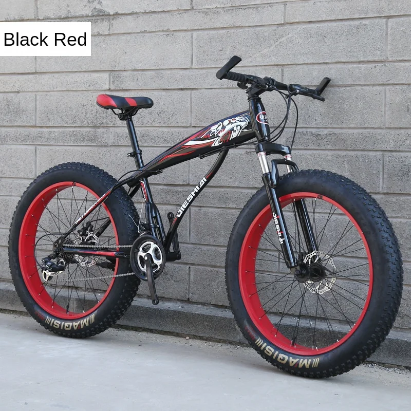 26 Inch Large Tire Adult Mountain Bike 21 Speed Shock Absorption Double Disc Brake Butterfly Handle Snow Bike Steel Frame