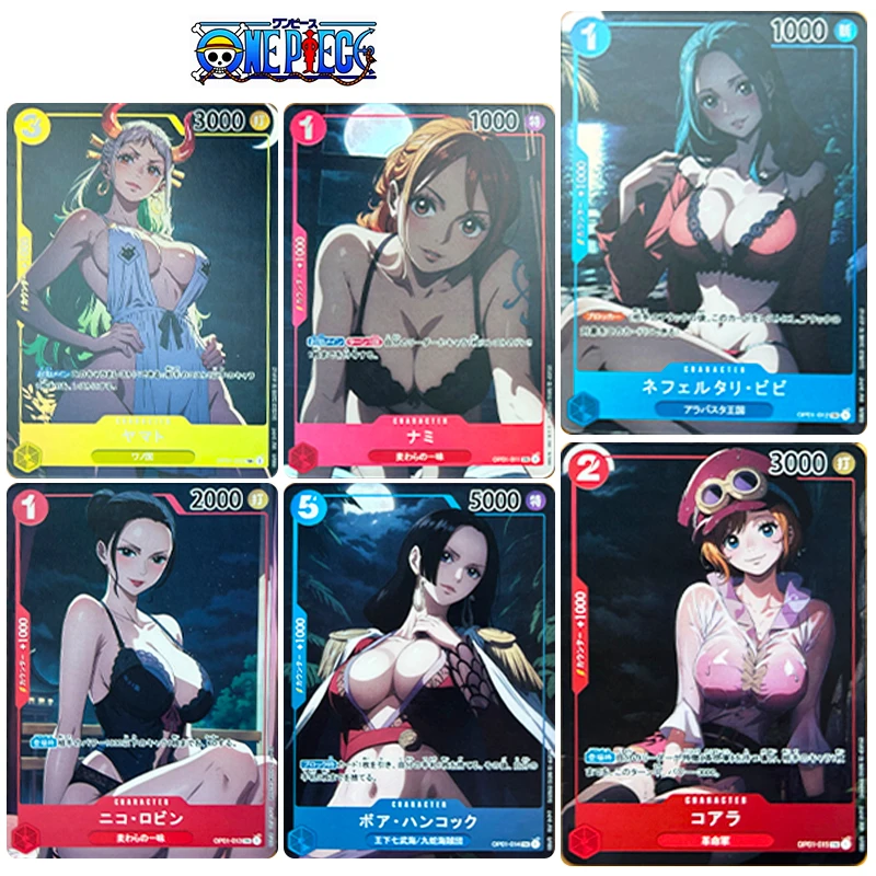 

DIY Anime characters Yamato Perona Collection card ONE PIECE 6pcs/set Bronzing flash card Cartoon toys Christmas birthday gift