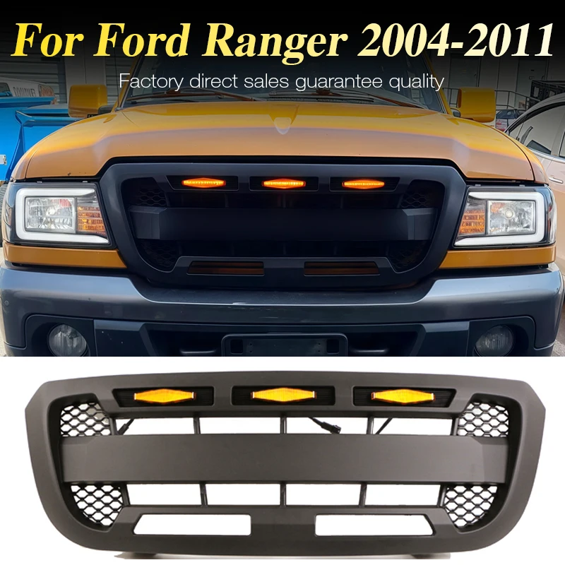 

Front Grille With Light Matte Black Auto Parts Fits For 2004-2011Ford Ranger Racing Grill