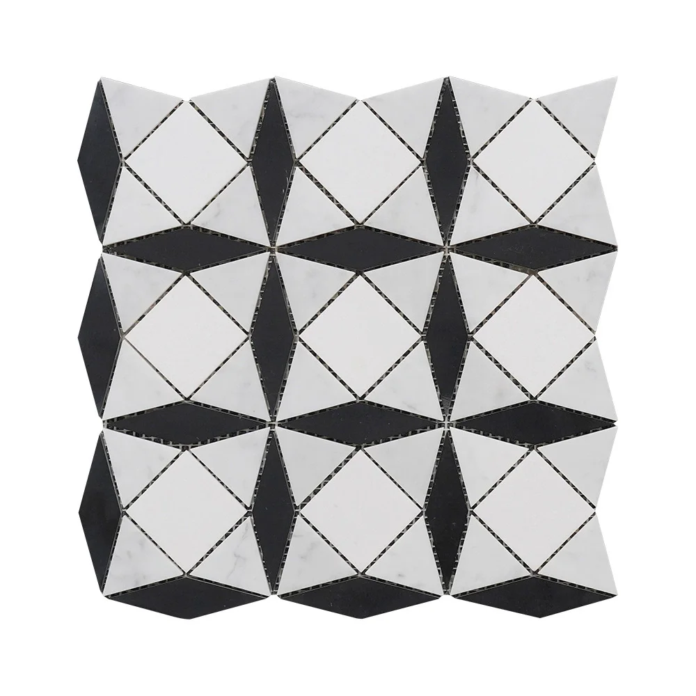 

Modern style marble mosaic wall and floor tiles 10mm thickness stone parquet living room hotel decoration water spray process