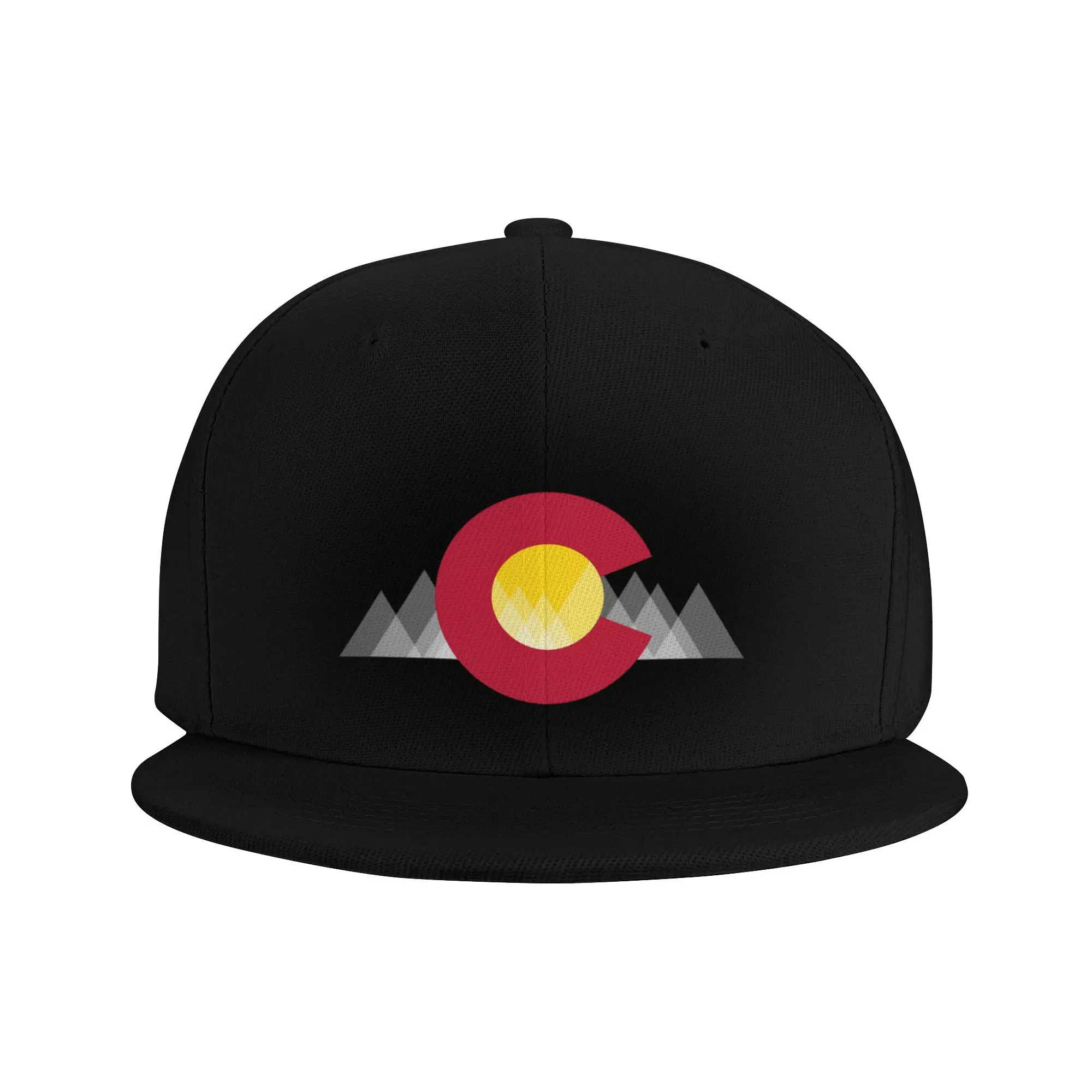 Fashion Basic Geometric Mountain Traditional Colorado State Flag Flat Brim Sun Hat  Simple Versatile Hat Men