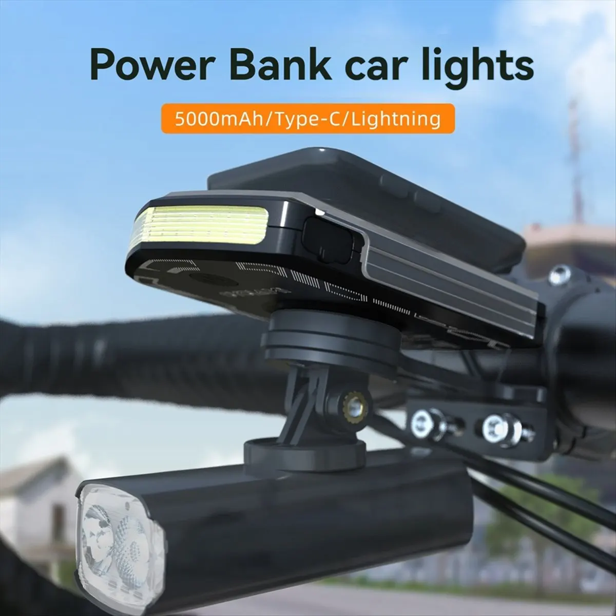 A61P  Bicycle Front Light IPX6 Waterproof Cycling Power Bank Type-C Charging for IGS Computer - view 5