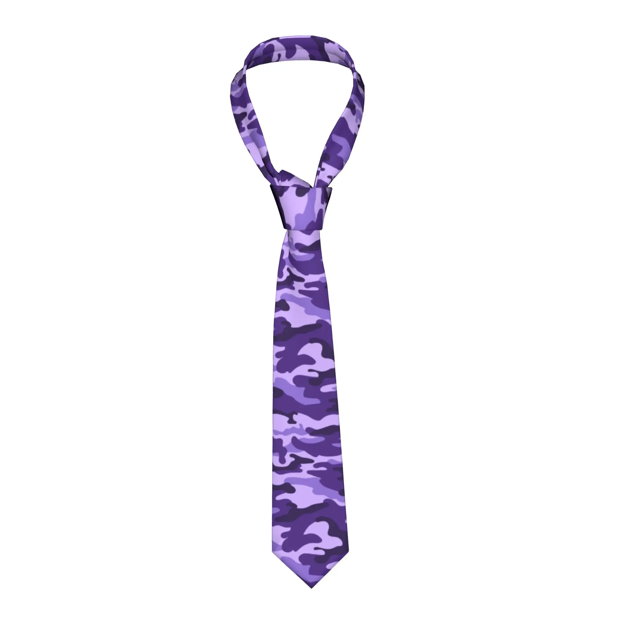 Purple Camouflage Pattern Necktie Unisex Slim 8 cm Narrow Military Neck Ties for Mens Shirt Accessories Cravat Wedding