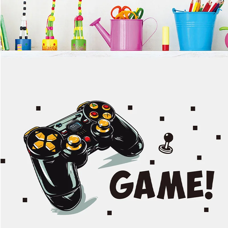 Cool Colorful Game Controller Vinyl Wall Stickers Removable for Gaming Room Kids Bedroom Home Decoration DIY Level up Gamer Zone